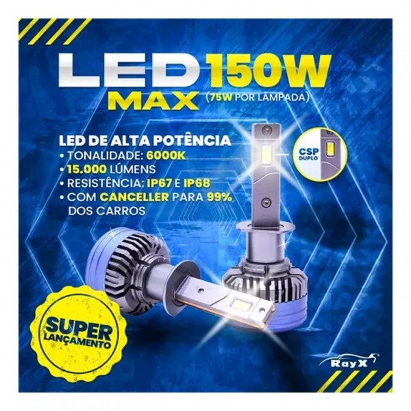 LAMPADA LED MAX 6000K 15000L H16 - RAY-X MAX