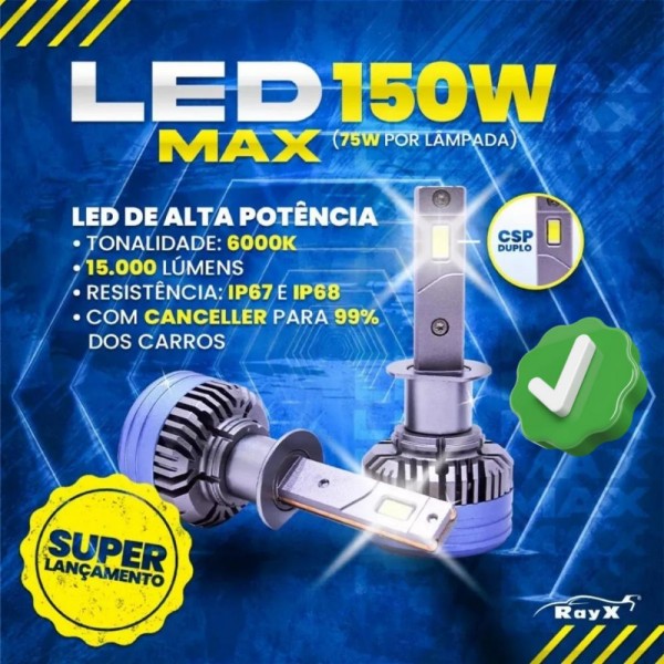 LAMPADA LED MAX 6000K 15000L H4 - RAY-X MAX