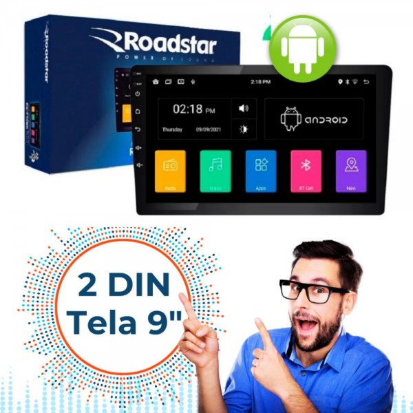 CENTRAL 2 DIN FULL TOUCH TELA 9 ANDROID 4 CN 50W - ROADSTAR RS-910BR