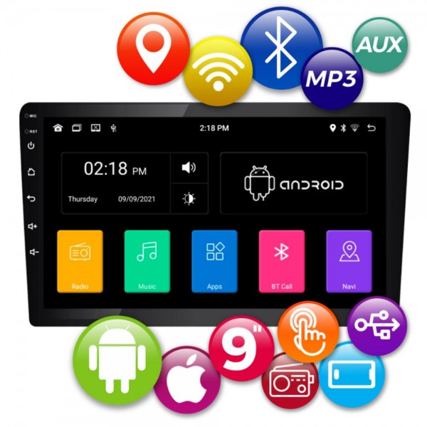 CENTRAL 2 DIN FULL TOUCH TELA 9 ANDROID 4 CN 50W - ROADSTAR RS-910BR